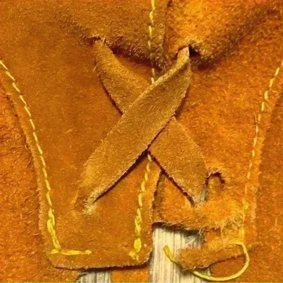 Leather suede childs chaps with fringe and beads western wear costume vintage - Picture 8 of 8